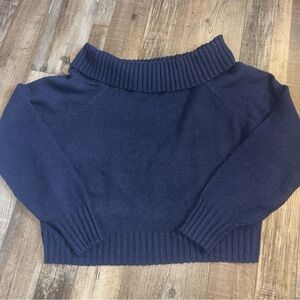 Hollister Women's Navy Blue Off The Shoulder Sweater Size Large Preppy Casual